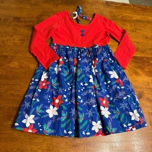 Eleanor Rose Britney Dress Red Blue Floral winter Christmas Dress size 7-8